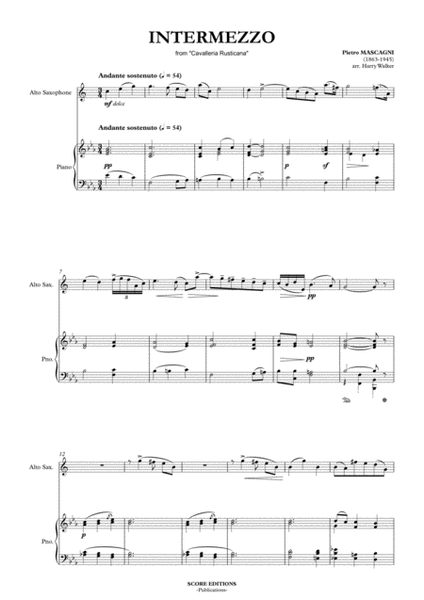 Mascagni: Intermezzo (for Alto Saxophone and Piano) image number null
