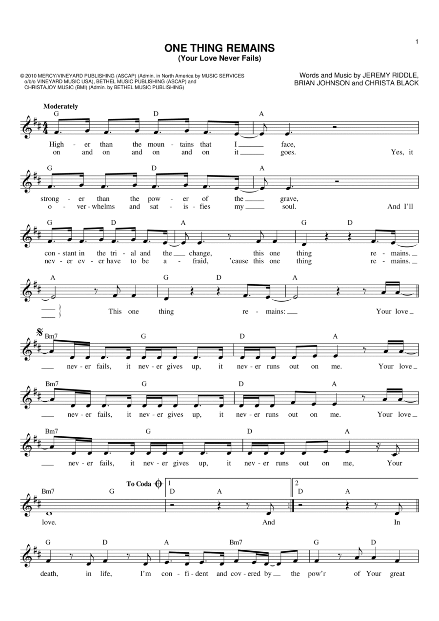 One Thing Remains (Your Love Never Fails) Flute scores gallery preview page 1