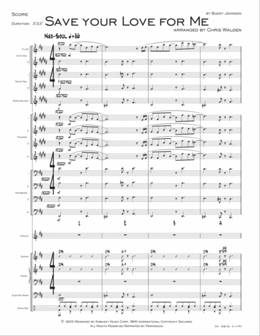 Save Your Love For Me Jazz Ensemble scores gallery preview page 1