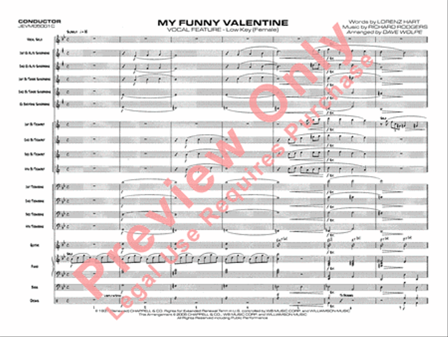 My Funny Valentine Jazz Ensemble scores gallery preview page 16