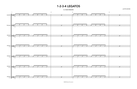 1234 Legatos // [DRUMLINE EXERCISE] 5-bass version