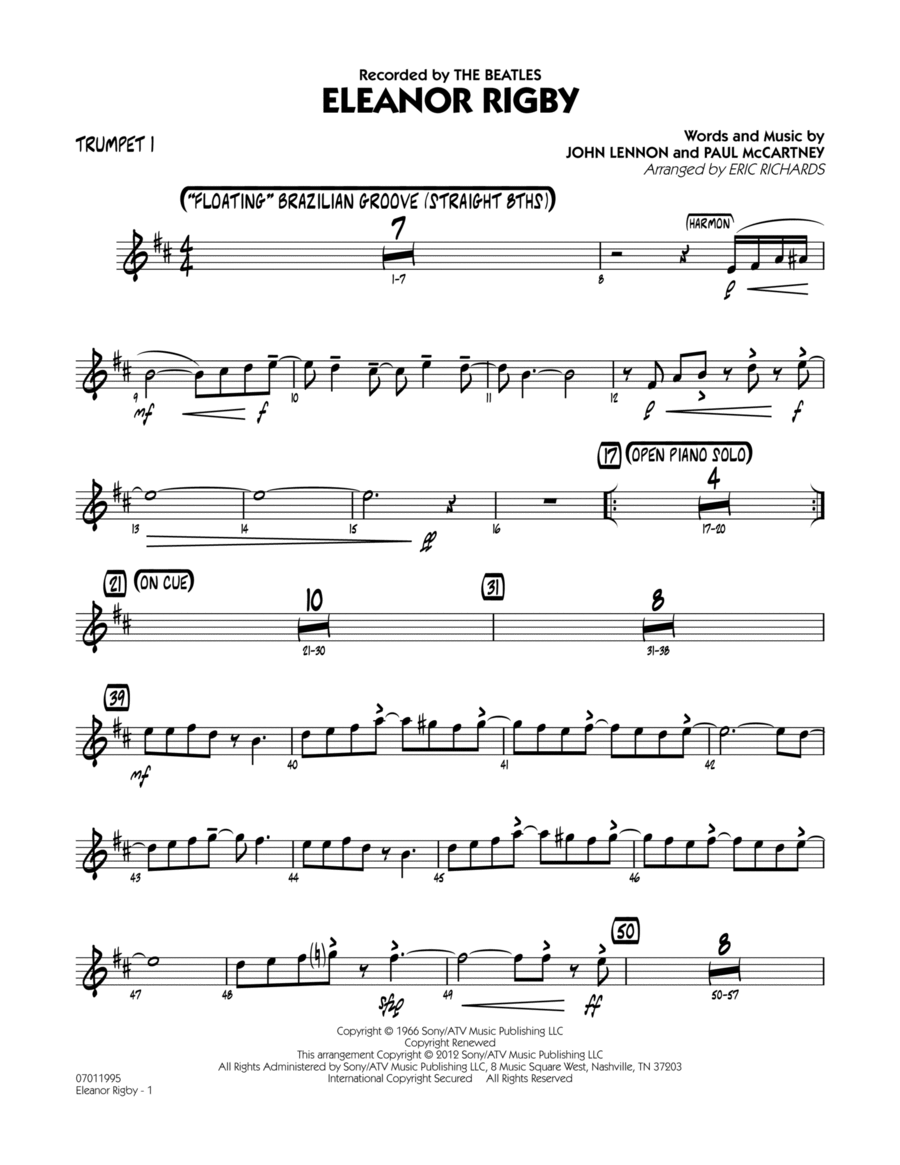 Eleanor Rigby - Trumpet 1 Jazz Ensemble scores gallery preview page 1