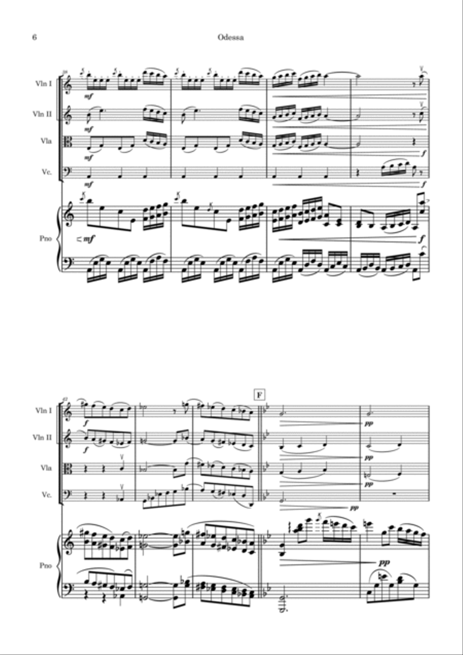 Odessa Odessa Piano Quintet scores gallery preview page 5