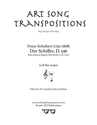 Book cover for SCHUBERT: Der Schiffer, D. 536 (transposed to B-flat major)