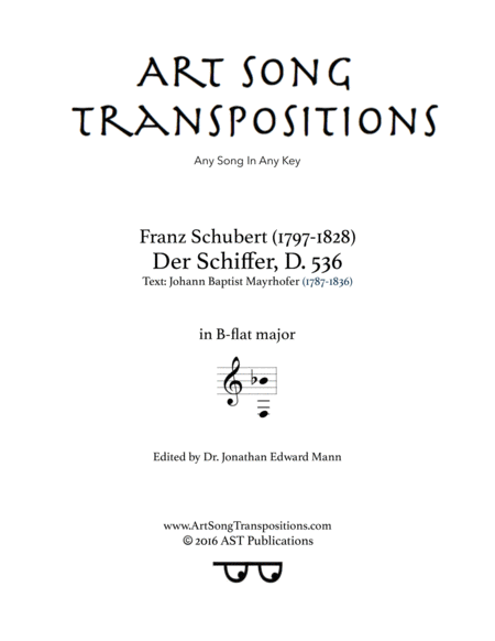 SCHUBERT: Der Schiffer, D. 536 (transposed to B-flat major)