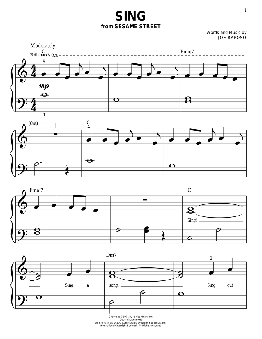 Sing Sing Easy Piano scores gallery preview page 1