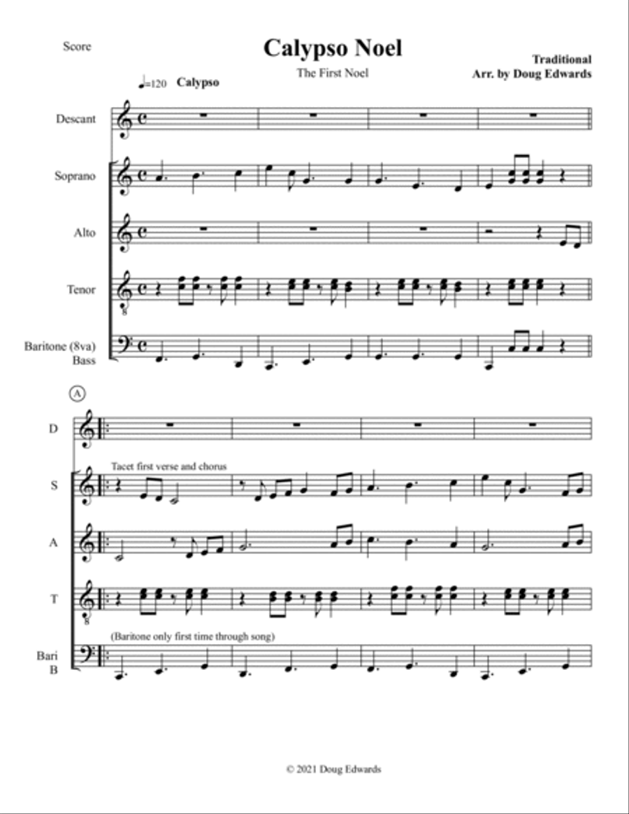 Calypso Noel (The First Noel) Large Ensemble scores gallery preview page 5