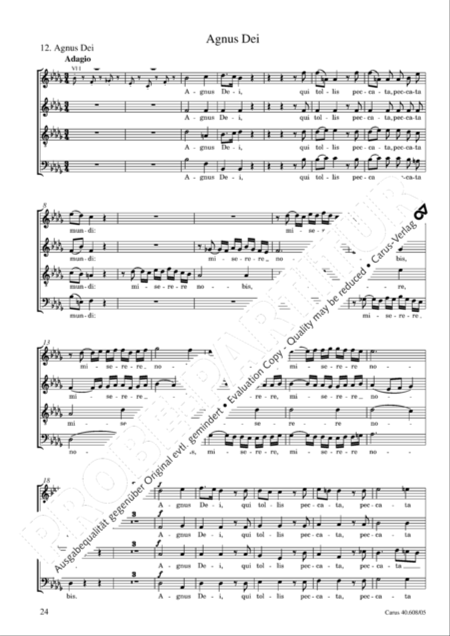 Missa Sancti Bernardi von Offida in B 4-Part scores gallery preview page 25