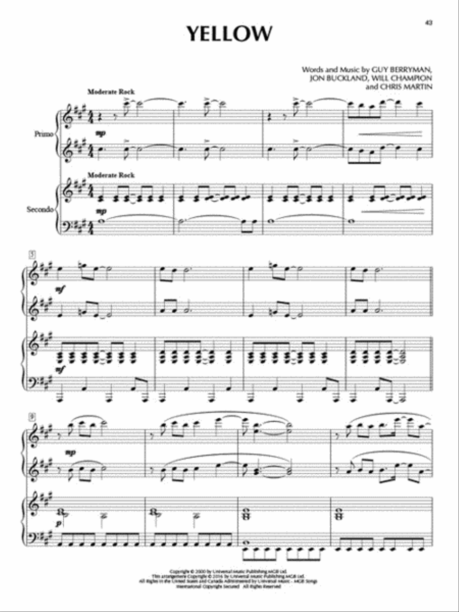 Coldplay 1 Piano, 4-Hands scores gallery preview page 4