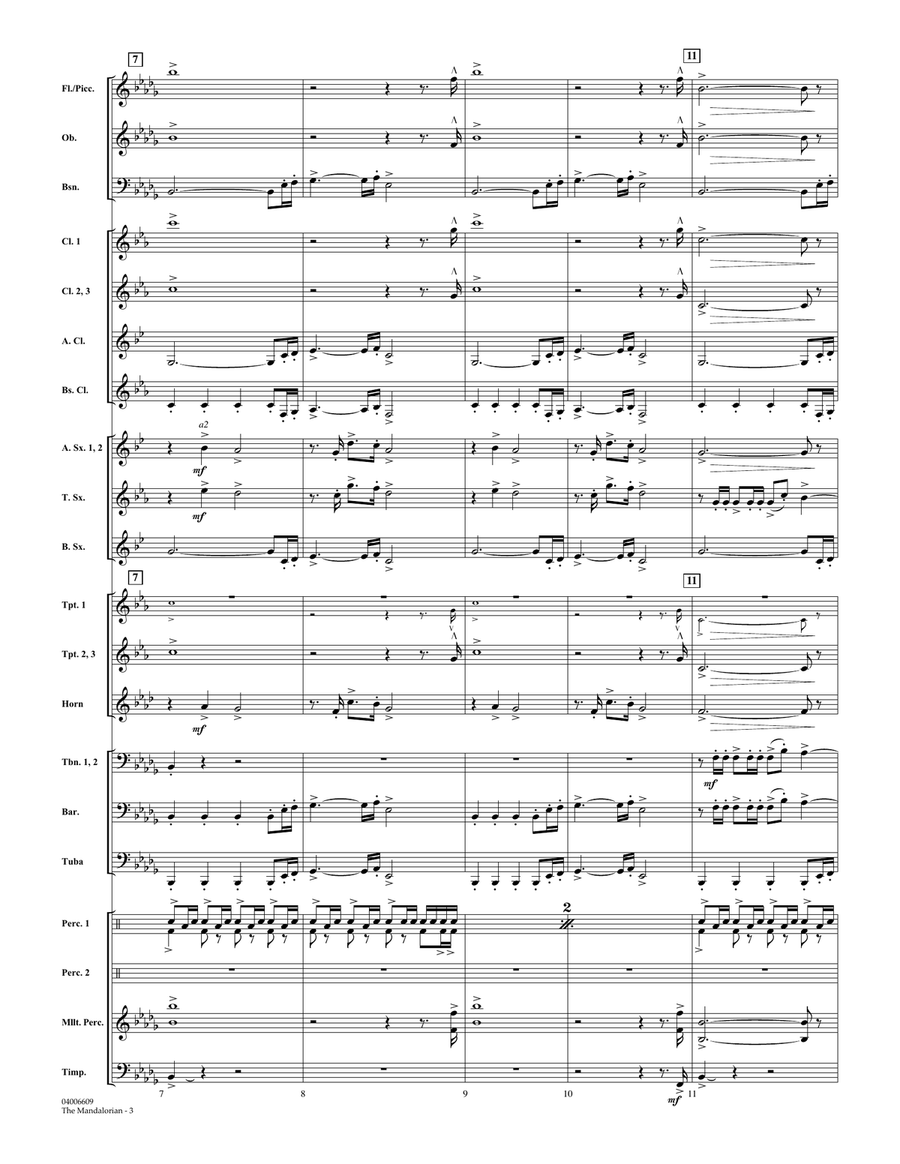 The Mandalorian (from Star Wars: The Mandalorian) (arr. Paul Murtha) - Conductor Score (Full Score) Concert Band scores gallery preview page 3