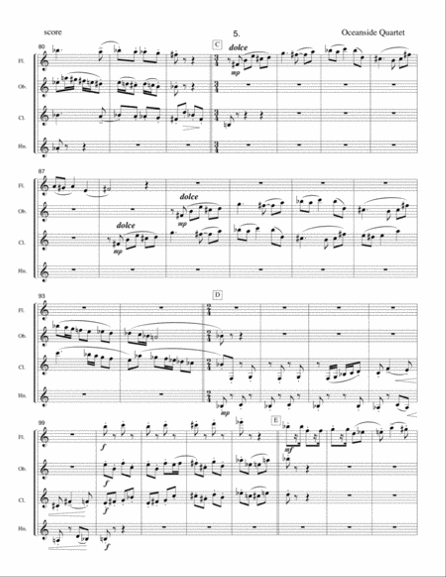 Oceanside Quartet, opus 257 Small Ensemble scores gallery preview page 6