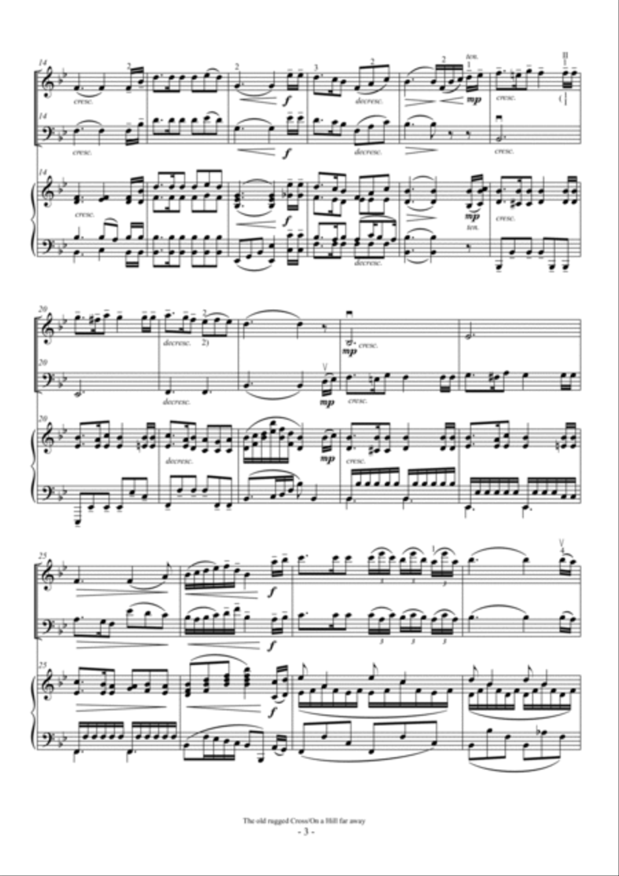 The old rugged Cross/On a hill far away (For Piano Trio) Piano Trio scores gallery preview page 3