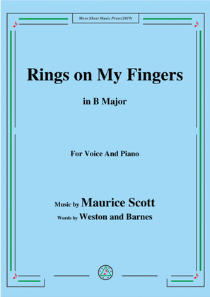 Book cover for Maurice Scott-Rings on My Fingers,in B Major,for Voice&Piano