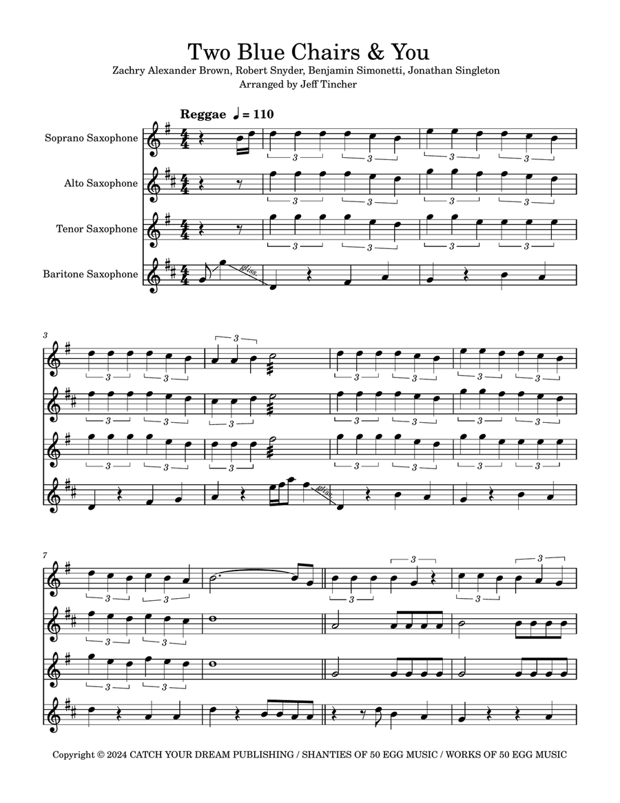 Two Blue Chairs & You Two Blue Chairs & You Saxophone Quartet scores gallery preview page 2