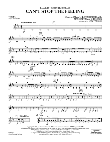 Can't Stop the Feeling - Violin 3 (Viola Treble Clef)