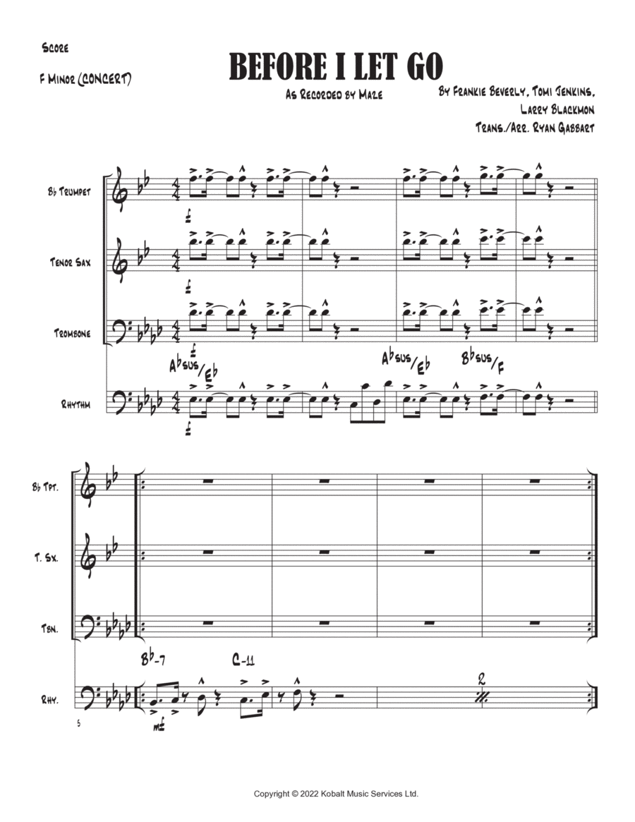 Before I Let Go Tenor Saxophone scores gallery preview page 1