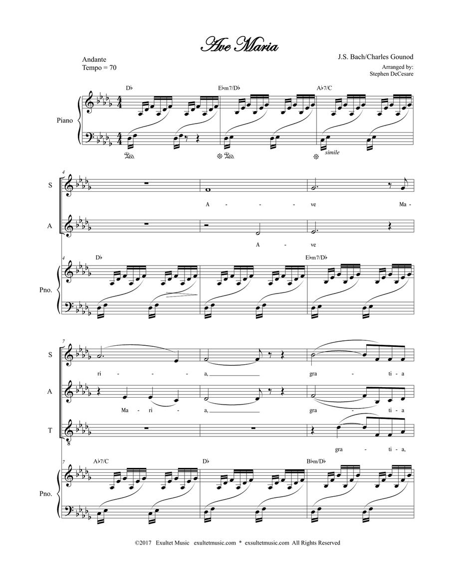 Ave Maria (SATB - Medium/Low Key) 4-Part scores gallery preview page 1