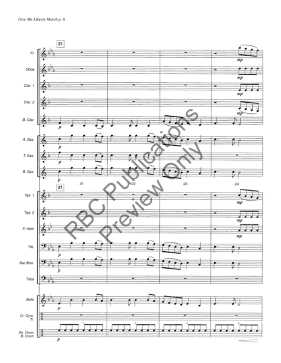 Give Me Liberty March Concert Band scores gallery preview page 9