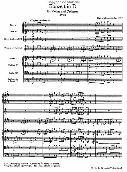 Concerto D major, KV 211