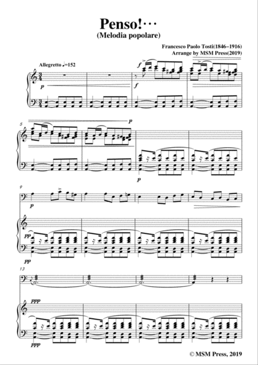 Tosti-Penso!, for Cello and Piano Piano scores gallery preview page 3