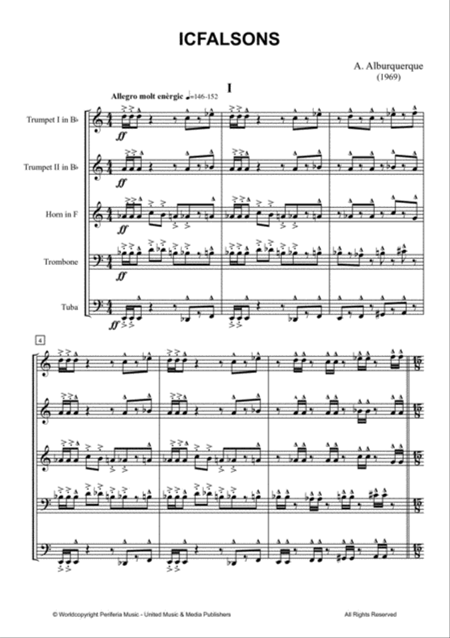 Icfalsons for Brass Quintet Brass Quintet scores gallery preview page 2
