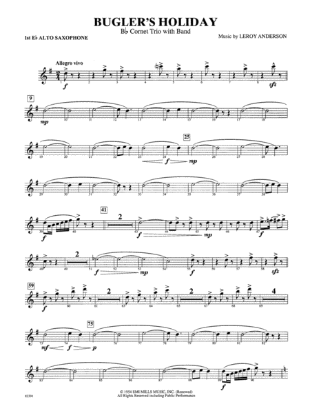 Bugler's Holiday (with Cornet Trio): E-flat Alto Saxophone