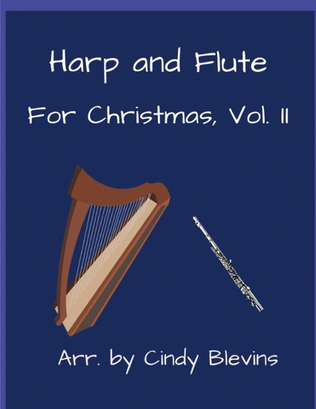 Book cover for Harp and Flute For Christmas, Vol. II, 14 arrangements