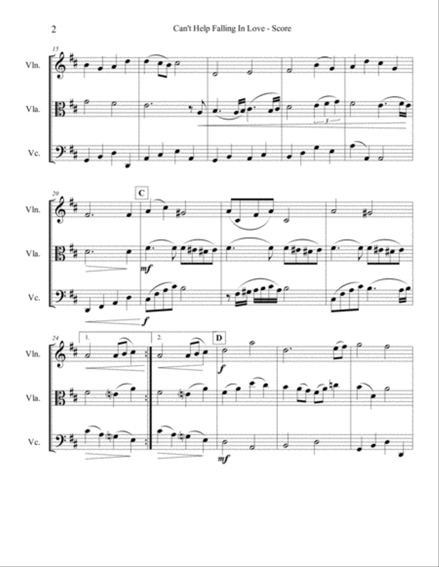 Can't Help Falling In Love String Trio scores gallery preview page 2