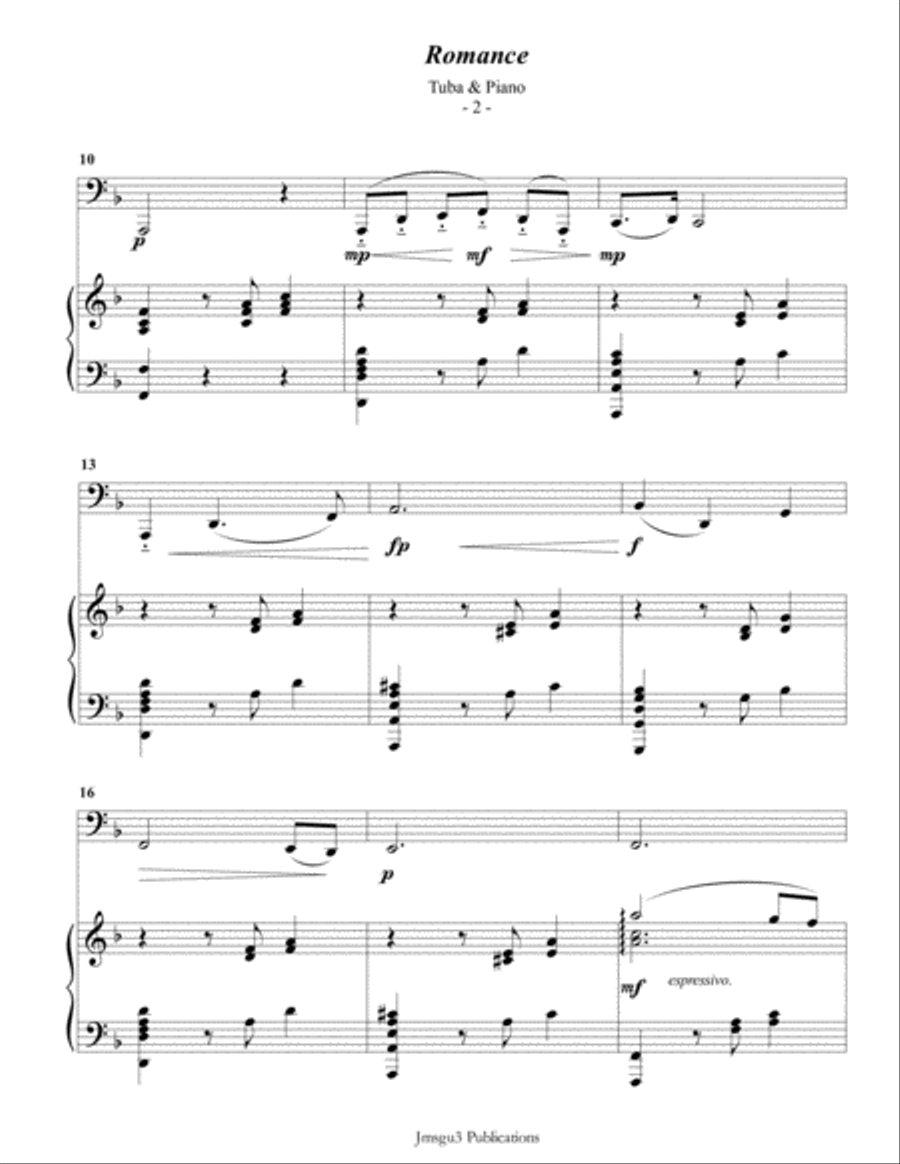 Saint-Saens: Romance for Tuba & Piano Tuba scores gallery preview page 2