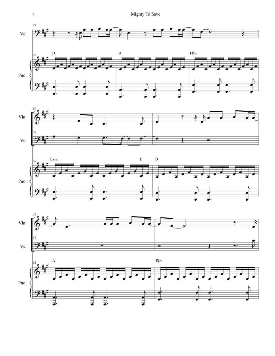 Mighty To Save Piano Trio scores gallery preview page 4