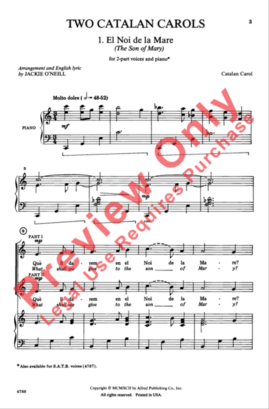 Two Catalan Carols 2-Part scores gallery preview page 3