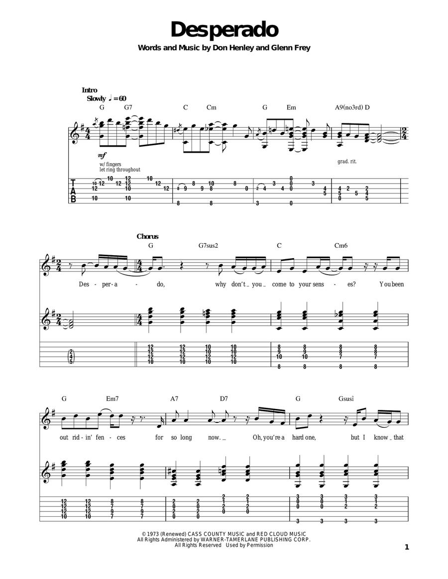 Desperado Acoustic Guitar scores gallery preview page 1