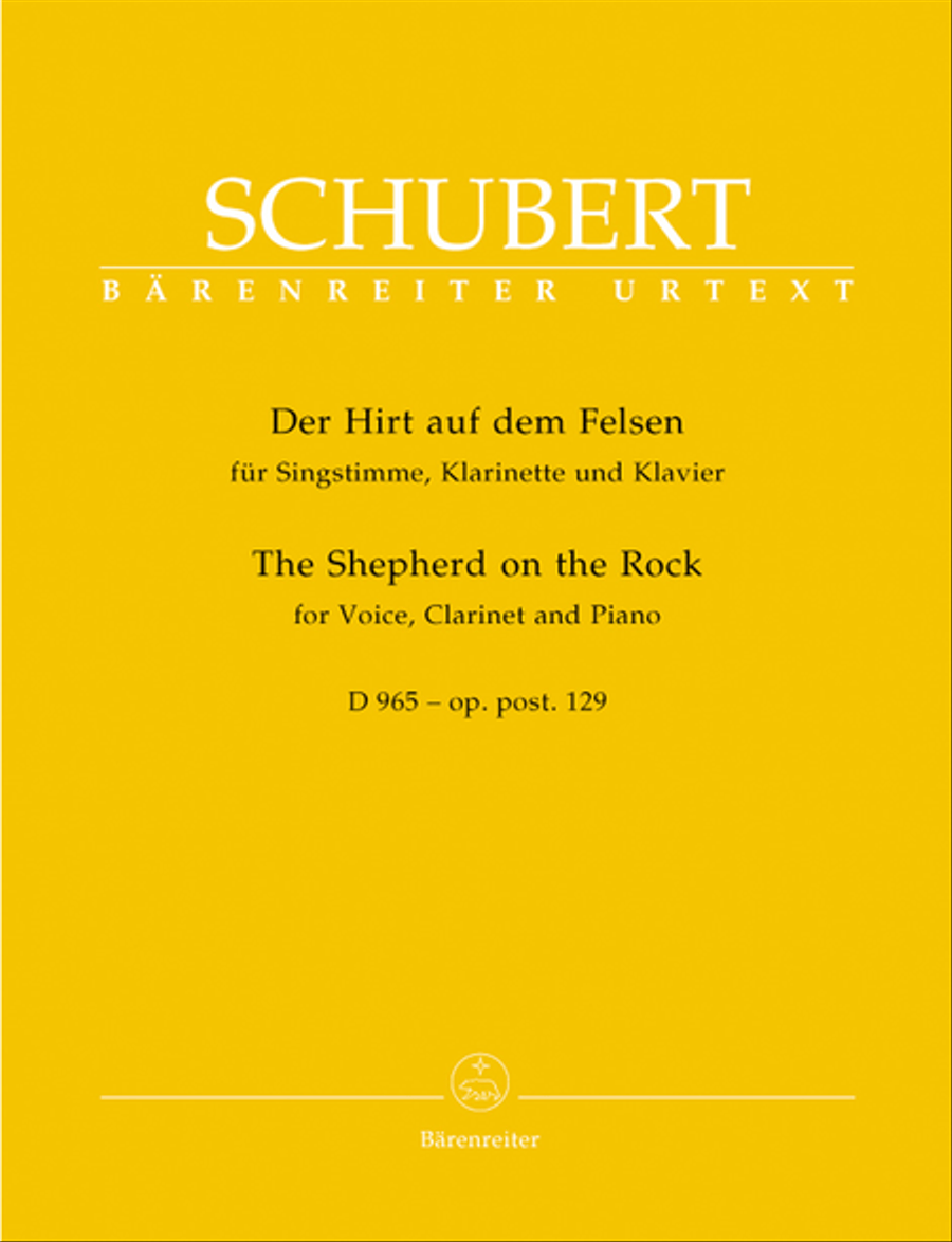The Shepherd on the Rock for Voice, Clarinet and Piano, op. post. 129 D 965 B-Flat Clarinet scores gallery preview page 1