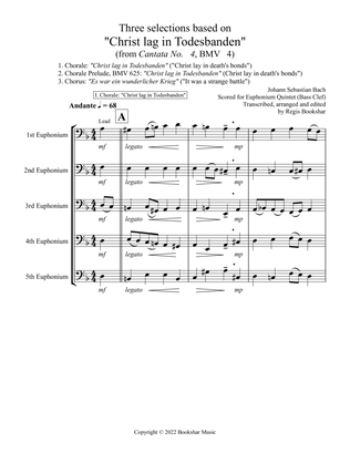 Three selections based on "Christ lag in Todesbanden" (Euphonium Quintet - Bass Clef)