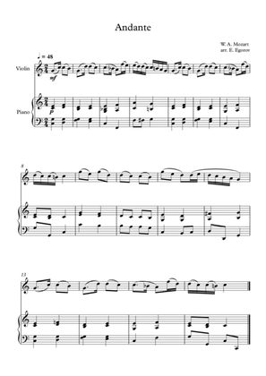 Andante (In Eb Major), Wolfgang Amadeus Mozart, For Violin & Piano