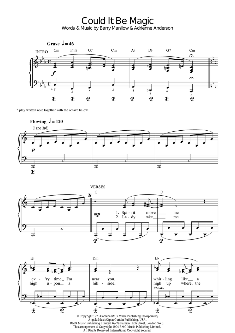 Could It Be Magic Piano, Vocal, Guitar scores gallery preview page 1