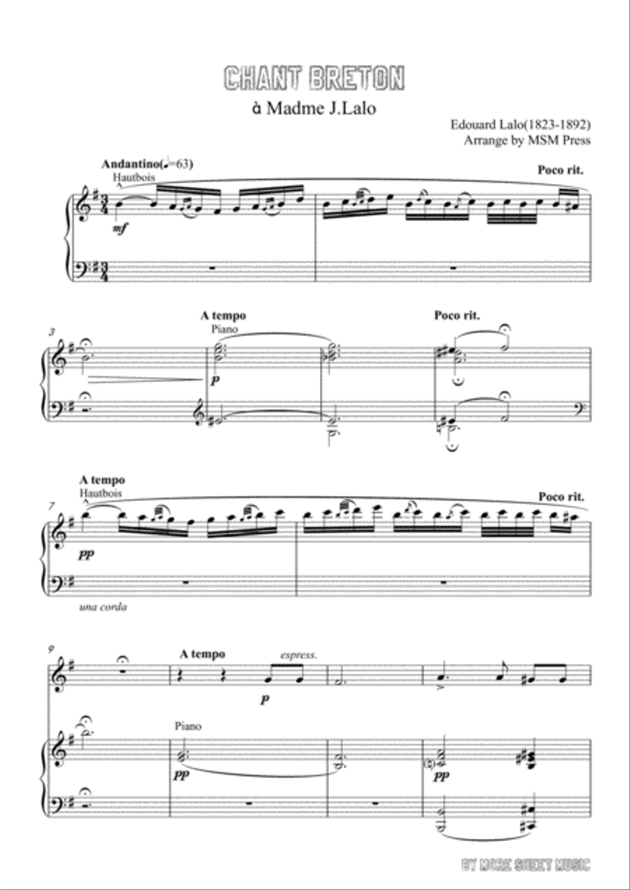 Lalo-Chant breton, for Violin and Piano Violin Solo scores gallery preview page 3