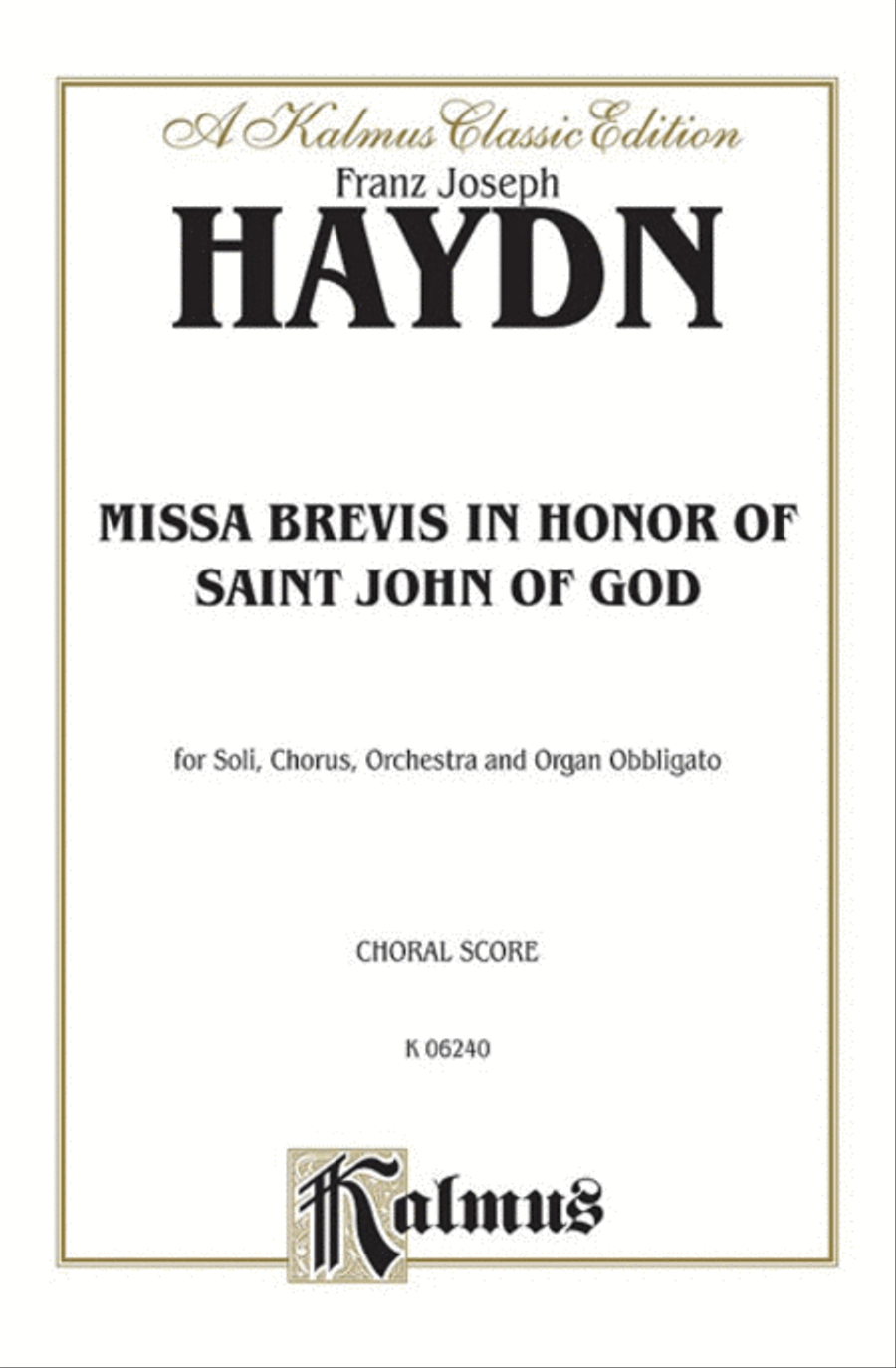 Missa Brevis in B-flat -- in Honor of Saint John of God 4-Part scores gallery preview page 1