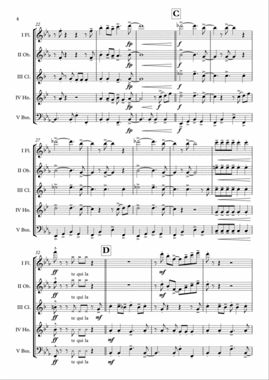 Tequila Woodwind Quintet scores gallery preview page 4