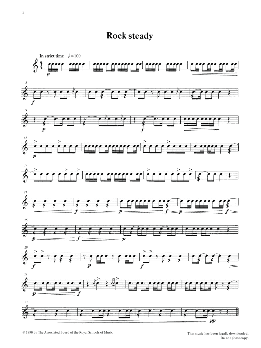 Rock Steady from Graded Music for Snare Drum, Book II