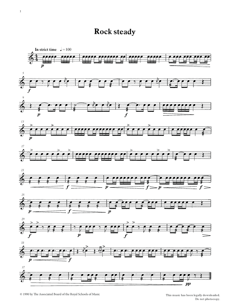Rock Steady from Graded Music for Snare Drum, Book II Percussion scores gallery preview page 1
