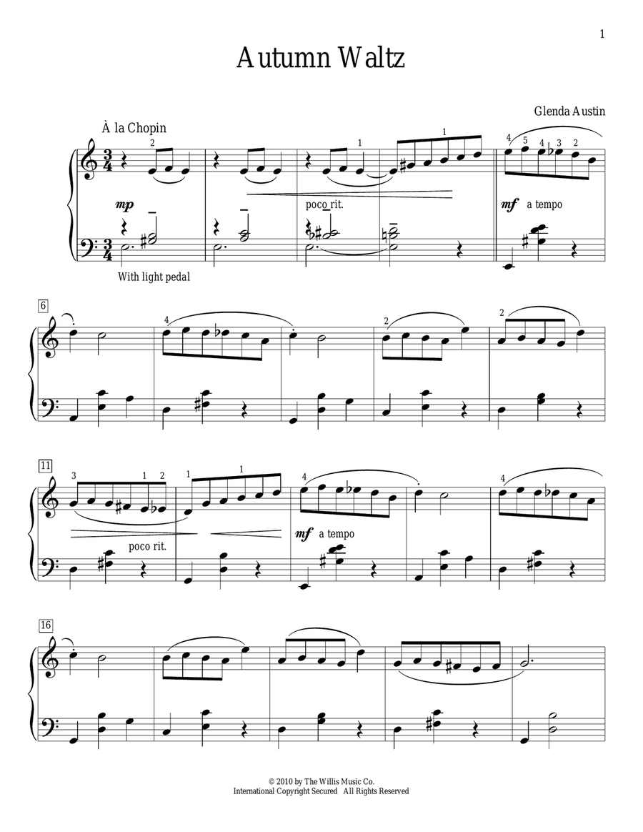 Autumn Waltz Piano Method scores gallery preview page 1
