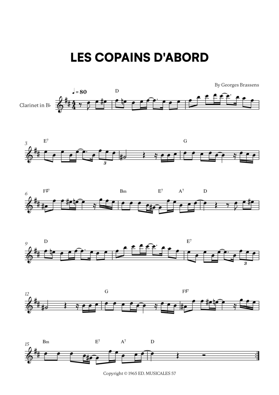 Les Copains D'abord Clarinet Solo scores gallery preview page 1
