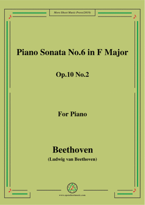 Book cover for Beethoven-Piano Sonata No.6 in F Major Op.10 No.2,for piano