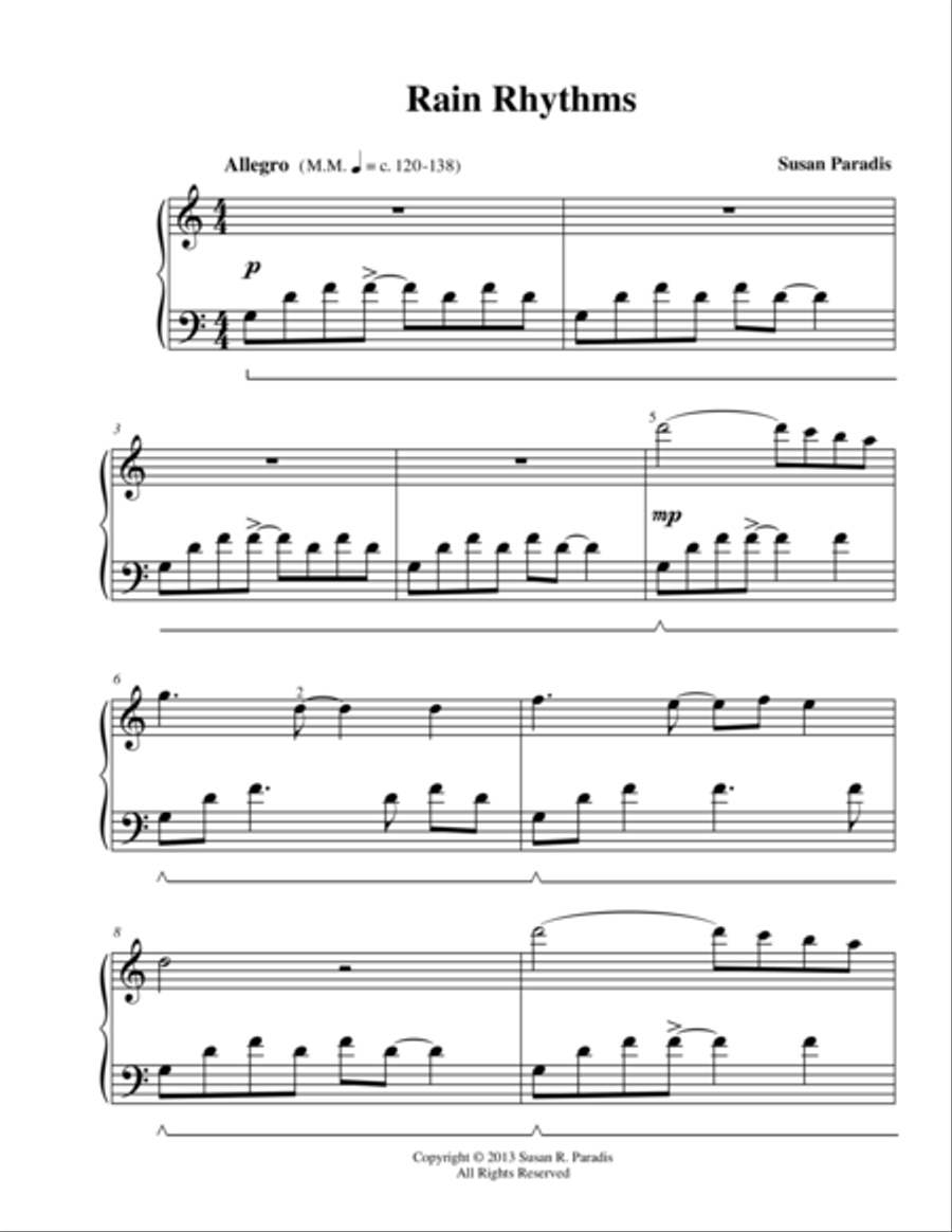 Rain Rhythms Piano Solo scores gallery preview page 1