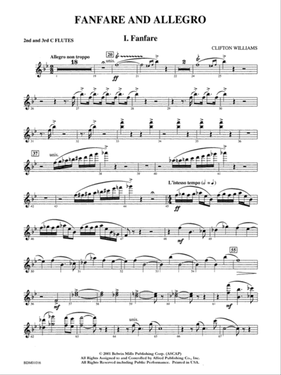 Fanfare and Allegro: 2nd & 3rd Flute Concert Band scores gallery preview page 1