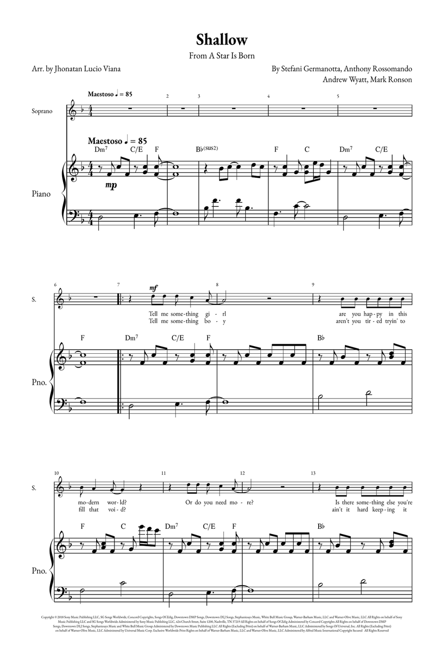 Shallow A Cappella scores gallery preview page 1