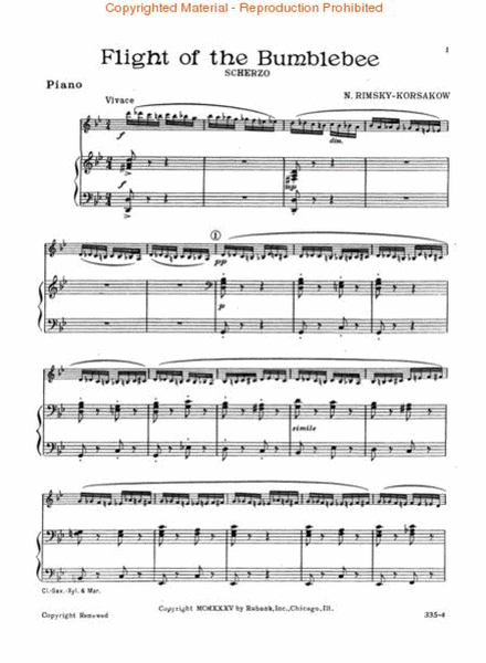 Flight of the Bumblebee by Nikolay Andreyevich Rimsky-Korsakov Alto Saxophone - Sheet Music
