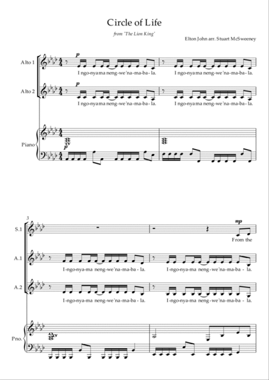 Circle Of Life SSA scores gallery preview page 2