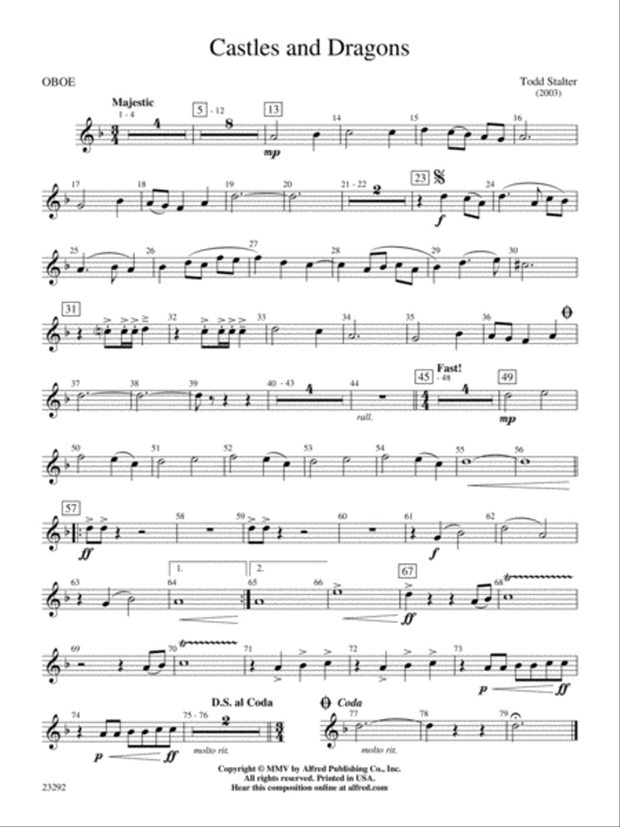 Castles and Dragons: Oboe Concert Band scores gallery preview page 1